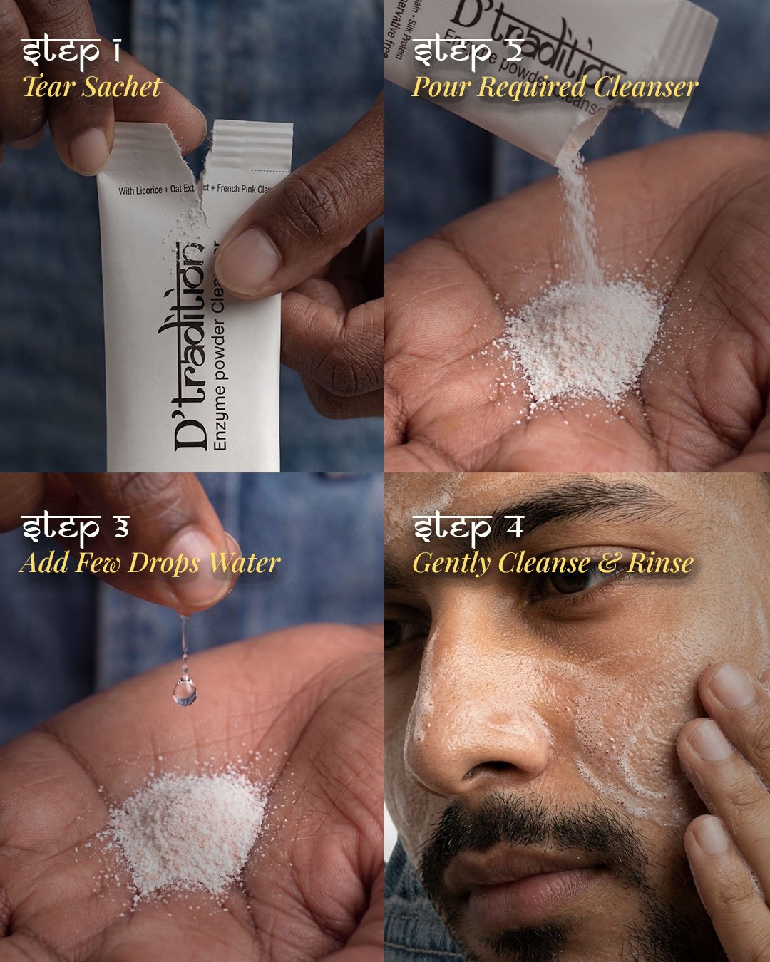 How to use DTradition Enzyme Powder Cleanser - step by step